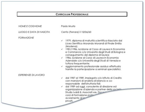 Curriculum Professionale di Paolo Musto